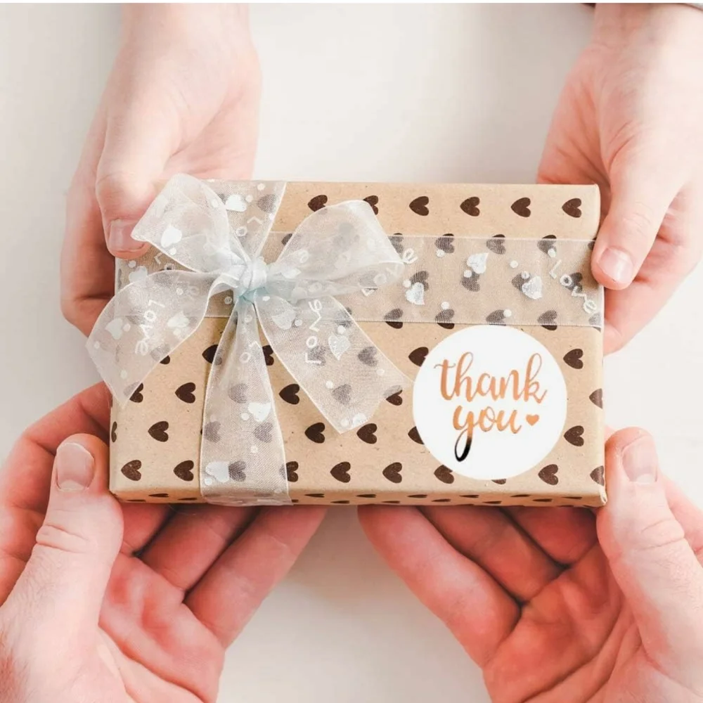 3/$15 Set of 50 THANK YOU Stickers Rose Gold Metallic Foil 1.5